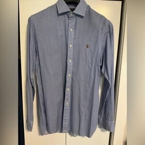 Ralph Lauren Blue Bengal Stripe Button Down Shirt, Slim, 16 34/35